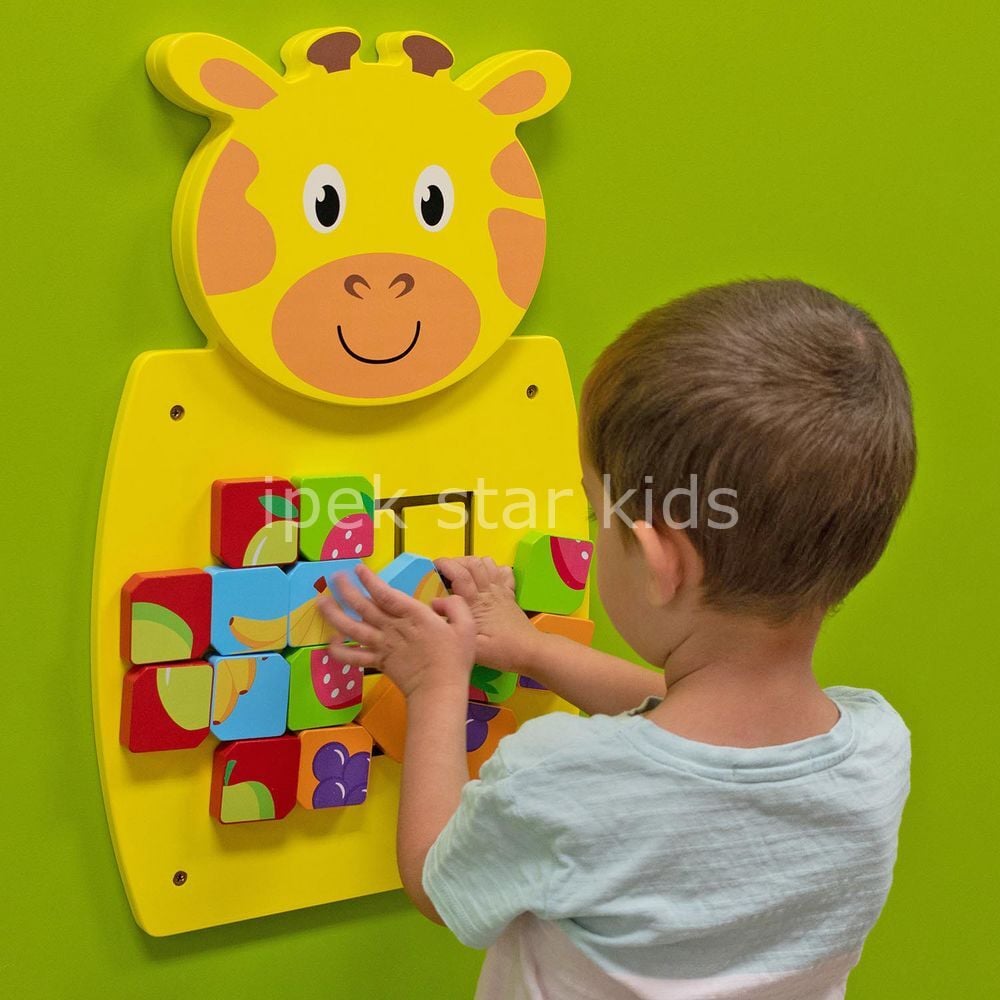 Çocuk Duvar Meyve Bulmaca Kanal Oyunu Zürafa  Figürlü Duvar Oyunu
