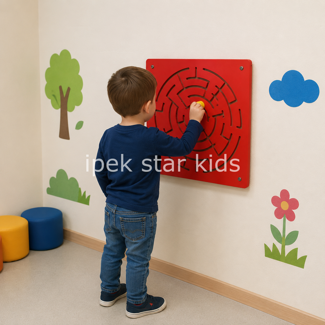 Dikkat Geliştirici Labirent Duvar Oyunu 40x40 cm Anaokulu Aktivite Paneli