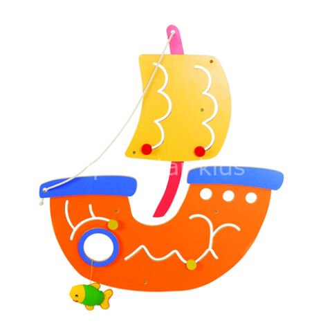 Ahşap Duvar Oyunu Korsan Gemisi Ve Deniz Dalgası  3 parça  200*100 cm