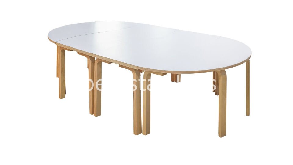 ahşap kontra anaokulu grup masa seti 210x150 cm – 4 parçalı çocuk aktivite masası