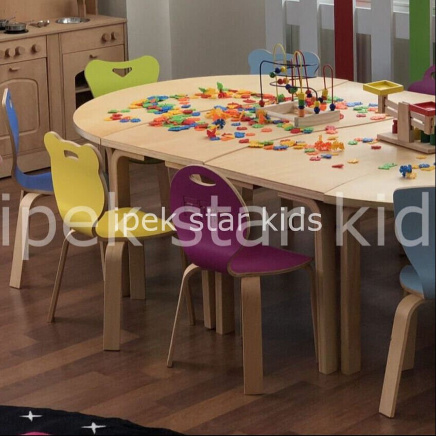 ahşap kontra anaokulu grup masası 210x150 cm