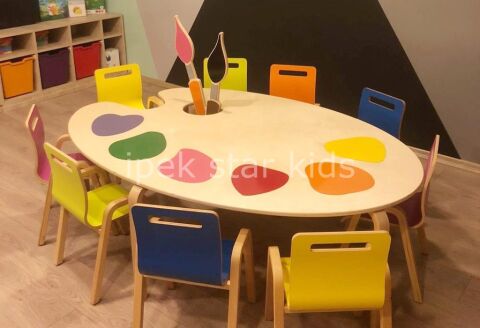 AHŞAP GRUP MASA TAMAMEN AHŞAPDIR PALET DEKORLU MASA