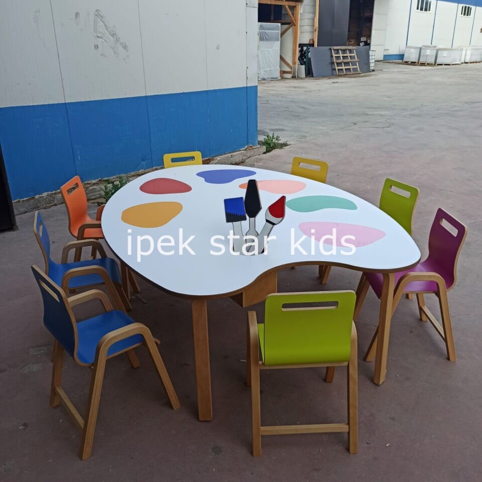 8 sandalyeli anaokulu masa seti