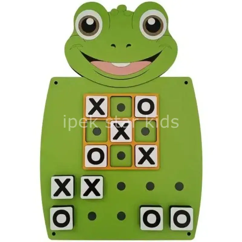 Tic Tac Toe Kurbağa Manyetik Duvar Oyunu 55x36 cm MDFLam Anaokulu ve Kreş Duvar Aktivitesi
