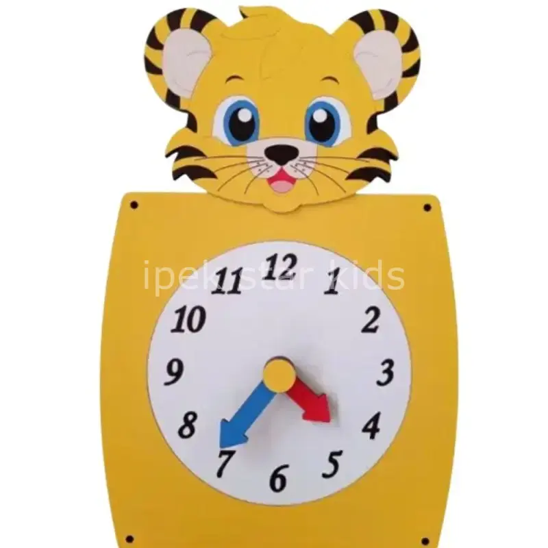 Kaplan Saat Duvar Oyunu 55x36 cm Eğitici Ahşap Duvar Aktivite Paneli