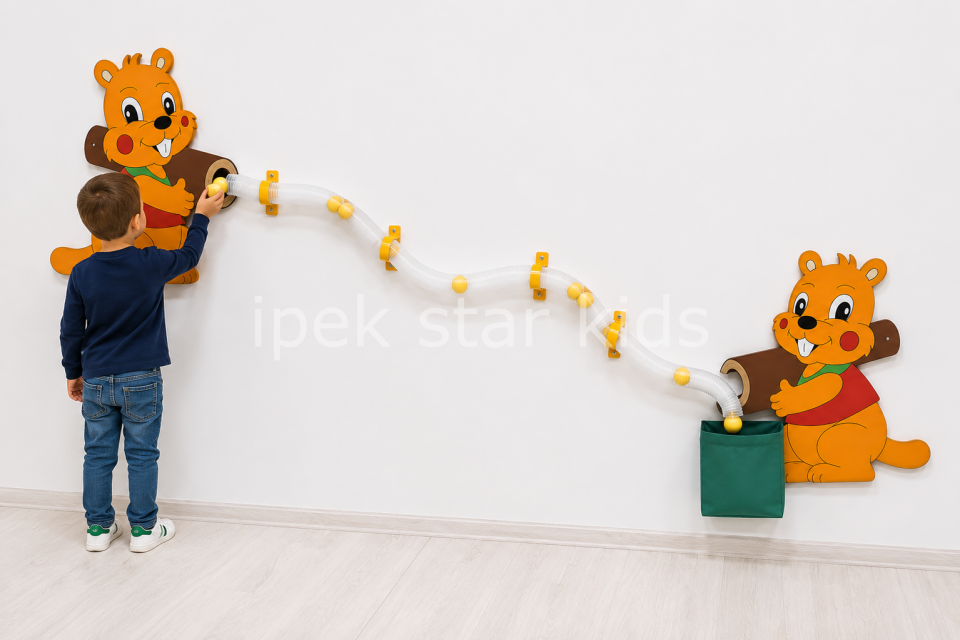 Sincap Top Kaydırma Ahşap Duvar Oyunu 200x90 cm | Motor Beceri Aktivite Paneli