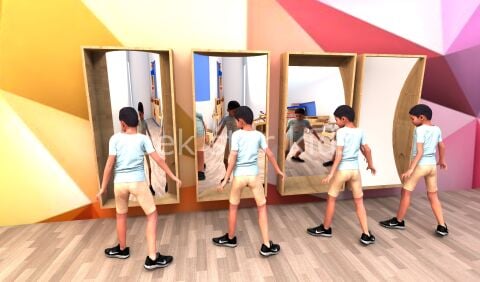 Sihirli Komik  Ayna Seti 4 lü Set Naturel KAHKAHA AYNALARI SETİ