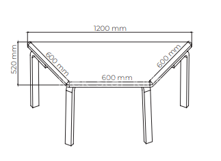 AHŞAP NATUREL TRAPEZ MASA 60*120 CM