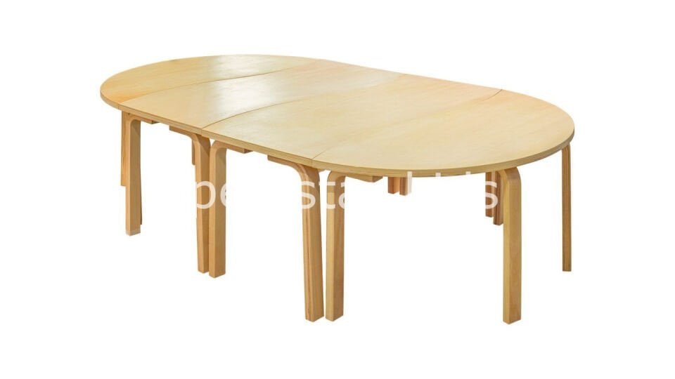 ahşap kontra oval anaokulu masa grubu