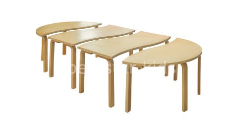 Ahşap Kontra Oval Masa Grubu – 4 Parçalı Anaokulu Aktivite Masa Seti