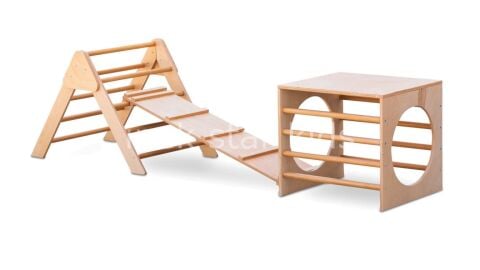 AHŞAP NATUREL PİKLER TIRMANMA VE AKTİVİTE PARKURU 3 PARÇA