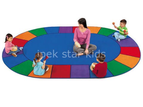 İpekstar 300×200 cm Oval Eğitici Okul ve Anaokulu Halısı – Kaymaz Taban