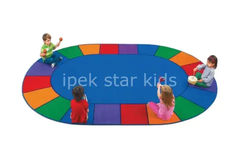 İpekstar 300×200 cm Oval Eğitici Okul ve Anaokulu Halısı – Kaymaz Taban