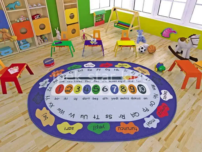 Okul Oyun Halısı  Eğitici sınıf halıları 290*200 CM  PAİNT EĞİTİCİ HALI OVAL