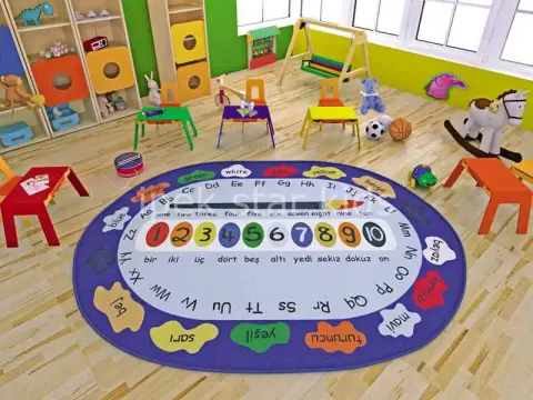 Okul Oyun Halısı  Eğitici sınıf halıları 290*200 CM  PAİNT EĞİTİCİ HALI OVAL