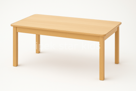 120×60 cm Ahşap Anaokulu Masası – Yuvarlatılmış Köşe, 55 cm Yükseklik