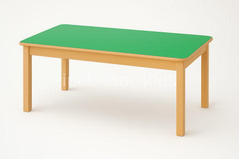120×60 cm Ahşap Anaokulu Masası – Yuvarlatılmış Köşe, 55 cm Yükseklik