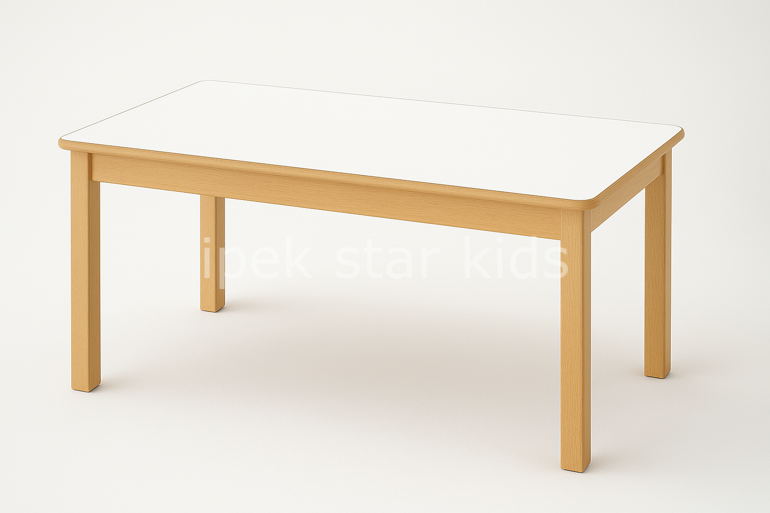 120×60 cm Ahşap Anaokulu Masası – Yuvarlatılmış Köşe, 55 cm Yükseklik