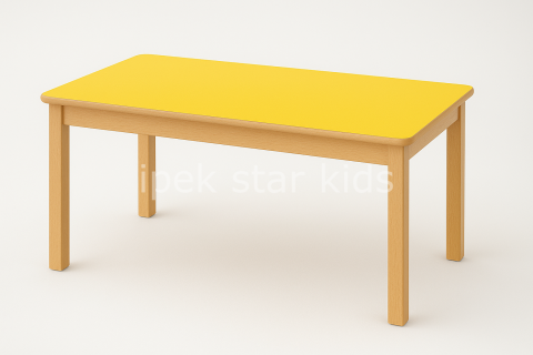 120×60 cm Ahşap Anaokulu Masası – Yuvarlatılmış Köşe, 55 cm Yükseklik