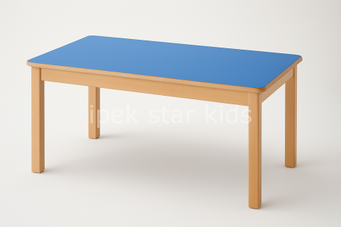 120×60 cm Ahşap Anaokulu Masası – Yuvarlatılmış Köşe, 55 cm Yükseklik