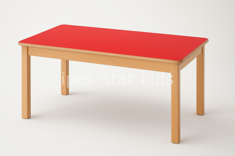 120×60 cm Ahşap Anaokulu Masası – Yuvarlatılmış Köşe, 55 cm Yükseklik