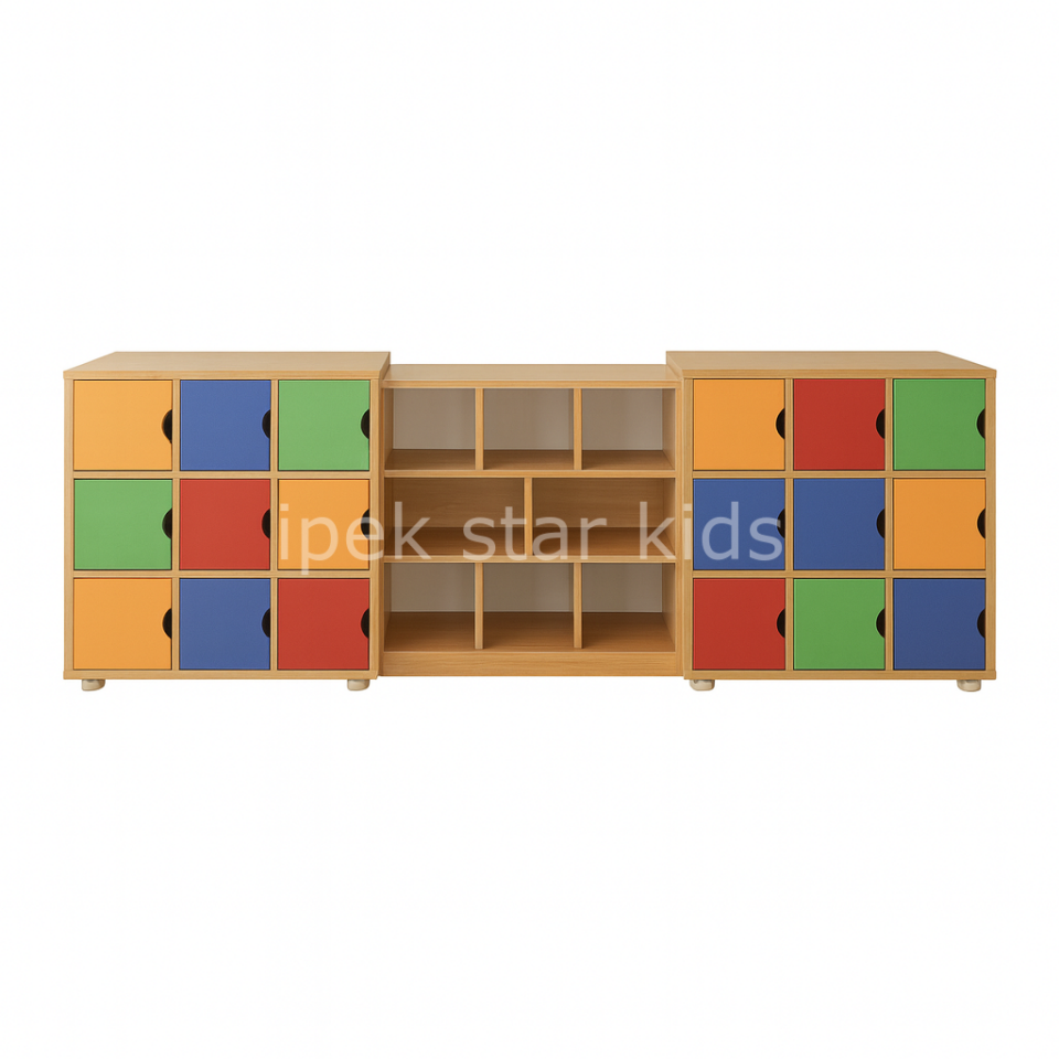 18 Kapaklı Bölmeli Modern Grup Dolap