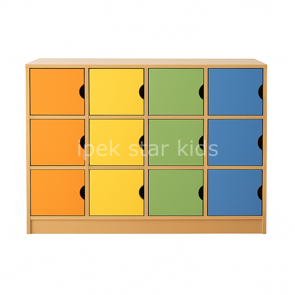 12 Kapaklı Kişisel Öğrenci Dolabı Naturel