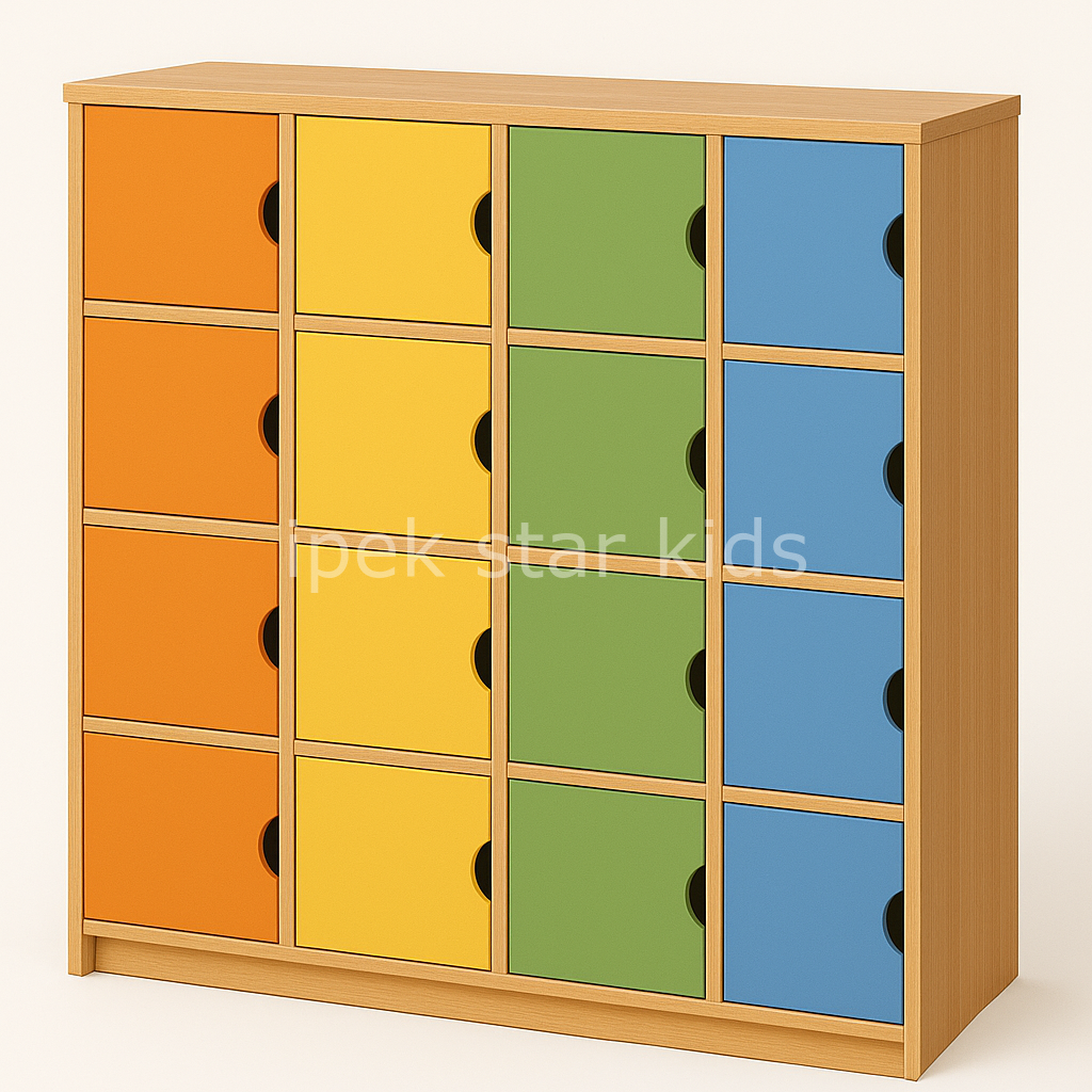 16 Kapaklı Kişisel Öğrenci Dolabı Naturel