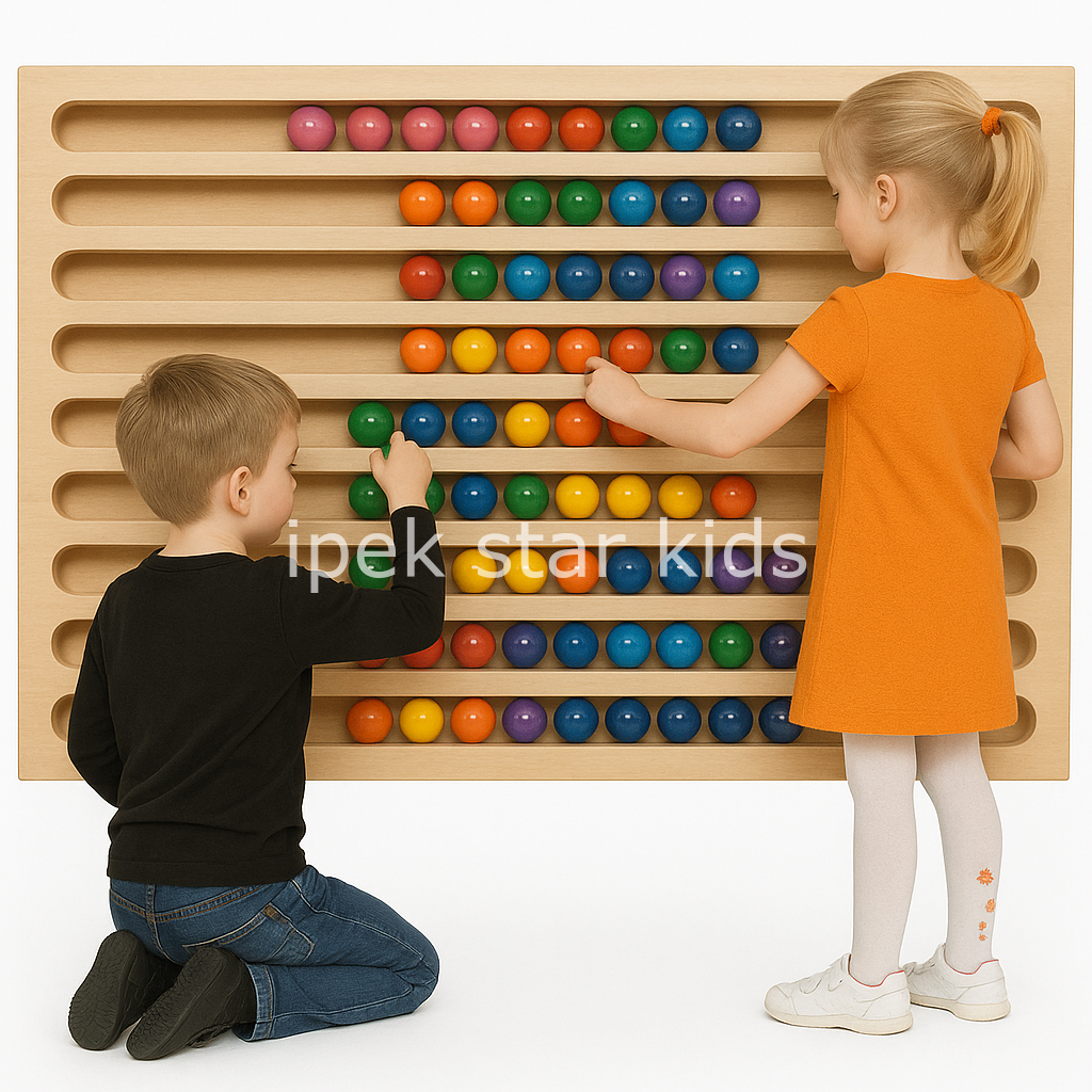 Ahşap Duvar Abaküsü 100x130 cm Anaokulu Matematik Duvar Oyunu
