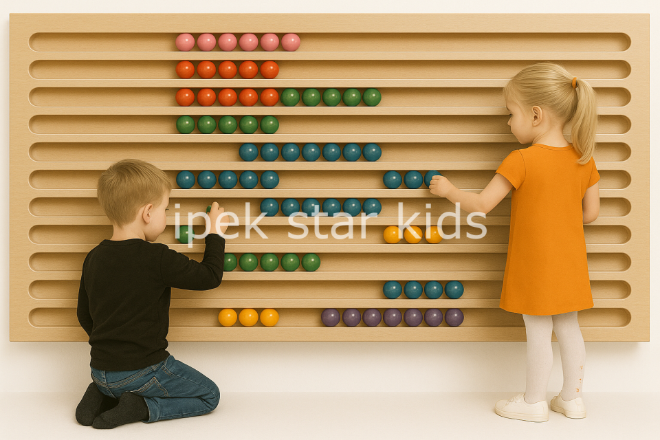 200x100 cm Ahşap Duvar Abaküsü 100 Boncuklu Eğitici Matematik Oyunu