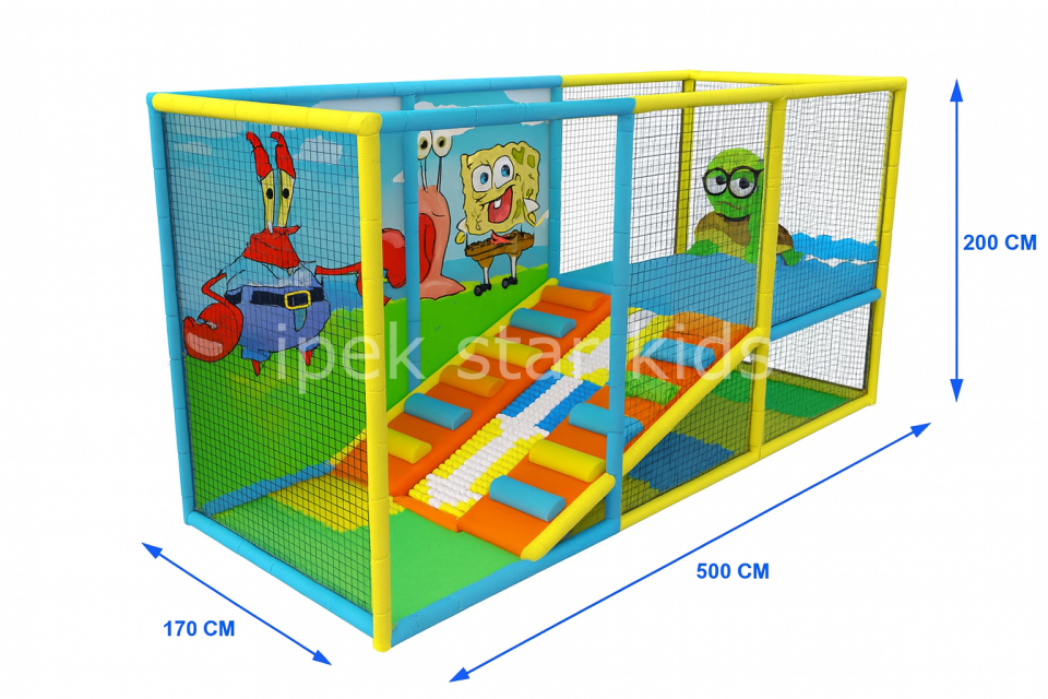 Anaokulu için file korumalı soft play tırmanma ve rulo kaydırak oyun parkı  Kreş ve oyun salonları için yumuşak zeminli soft play parkuru  İç mekan ço
