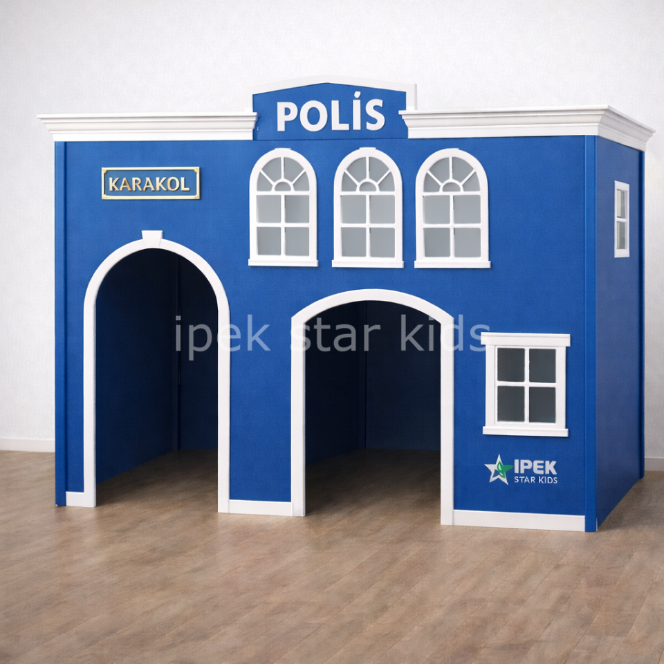 Anaokulu Anaokulu ve mini club alanları için MDF lam malzemeden üretilmiş polis karakol meslek oyun köşesi