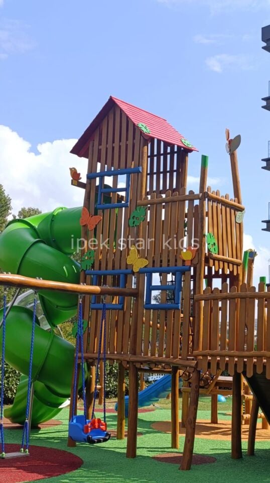 Robinia Ahşap Oyun Parkı Doğal Akasya Ağacı Çocuk Oyun Alanı