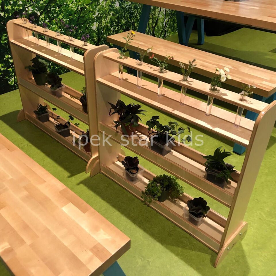 Montessori bitki yetiştirme standı ile çocuklar için doğa gözlem ve STEM eğitim ünitesi