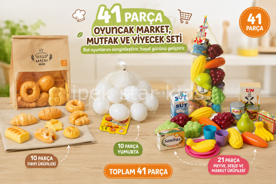 41 Parça Oyuncak Yiyecekler Seti