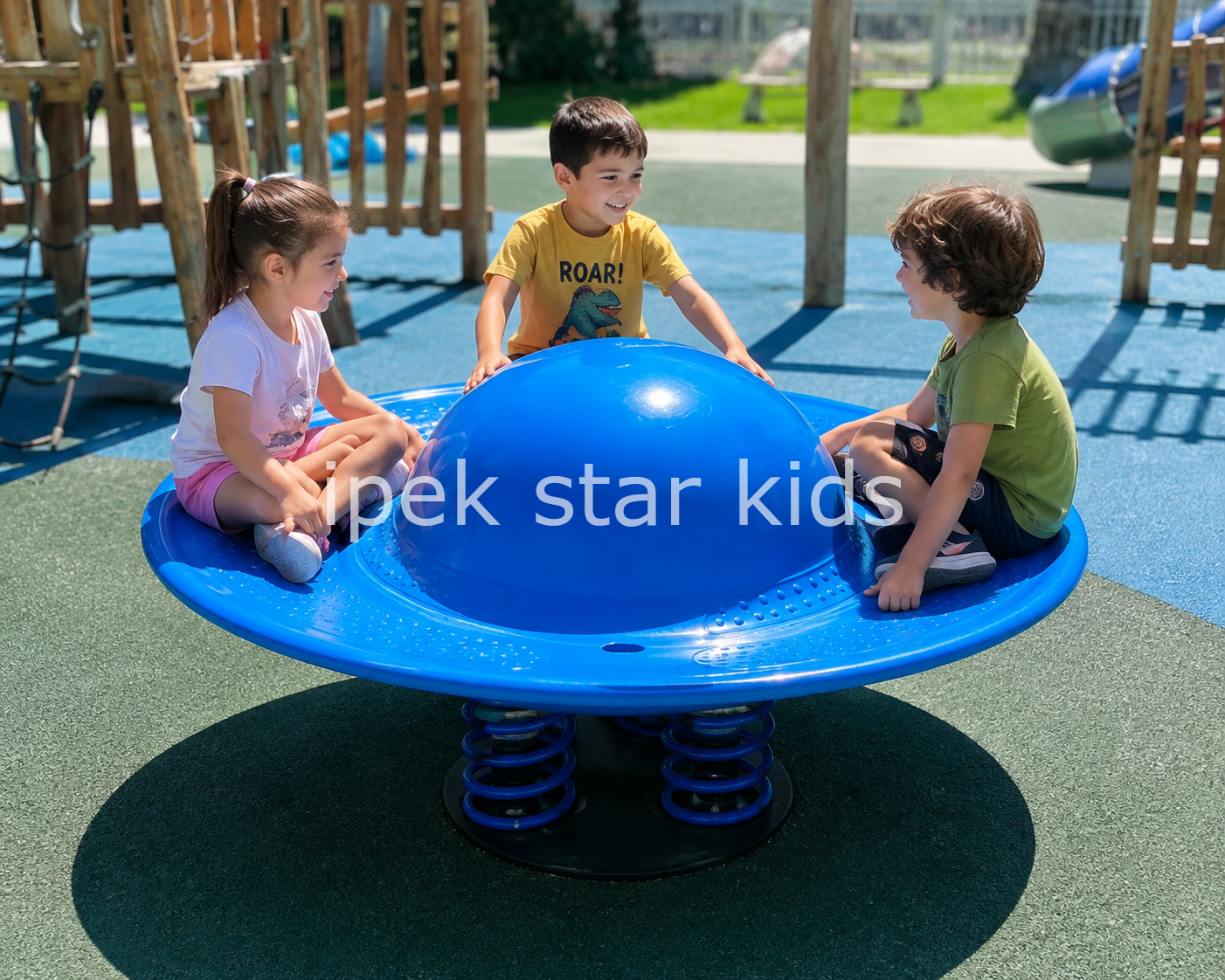 170 cm çap 3 yaylı sistemli Yaylı UFO Tahterevalli çocuk oyun parkı ürünü