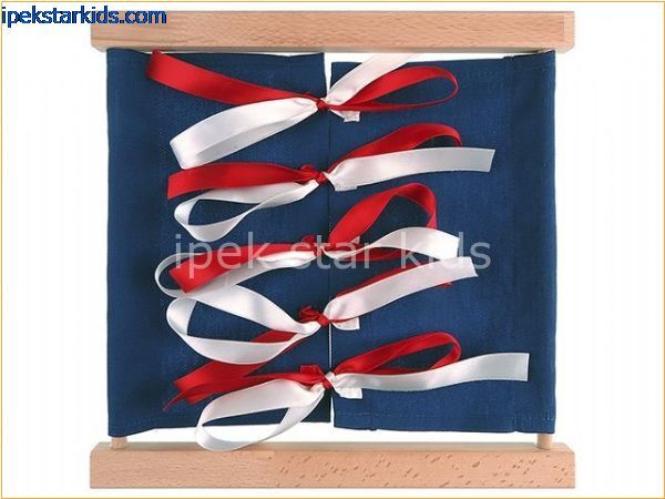 Montessori Kurdele Çerçevesi (Bow Tying Frame ) | İnce Motor ve Günlük Yaşam Becerileri