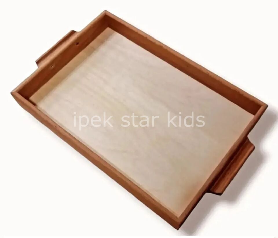 Montessori Ahşap Sınıf Tepsisi 35x25 cm | Montessori ve Eğitim Tepsisi | Doğal Ahşap