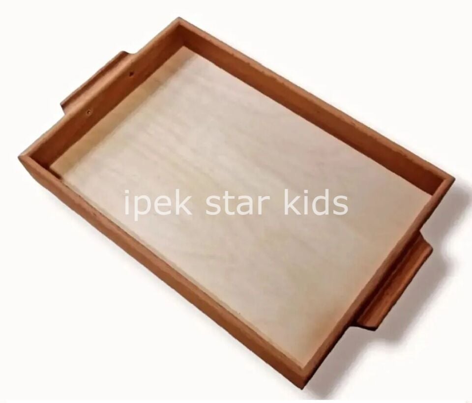 Montessori Ahşap Sınıf Tepsisi 23x17 cm | Montessori ve Eğitim Tepsisi | Doğal Ahşap