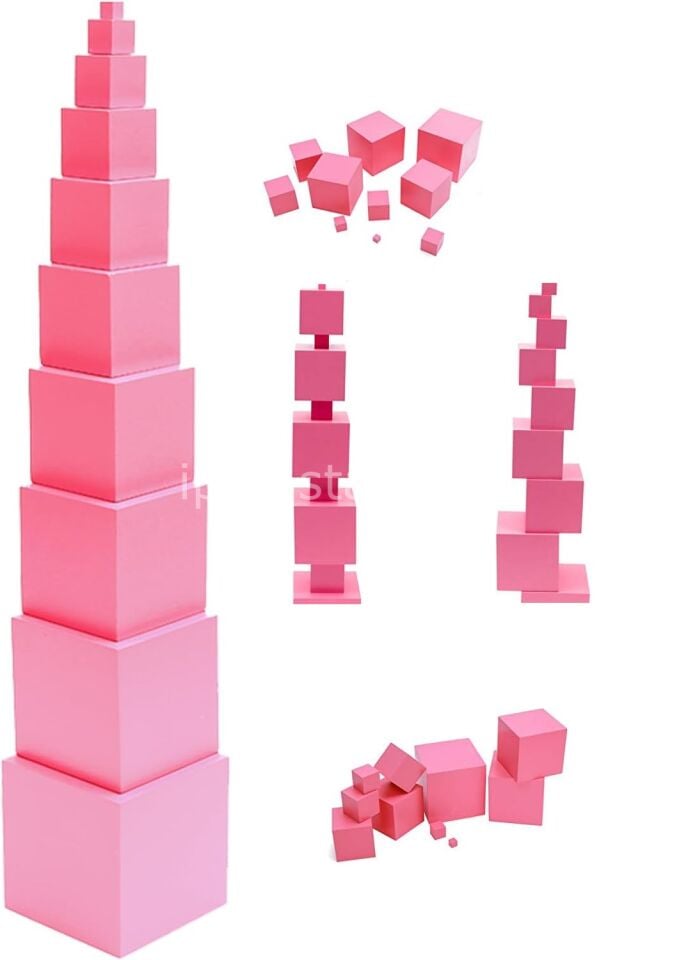 Montessori Pembe Kule | Pink Tower | İnce Motor ve Görsel Algı Oyuncağı
