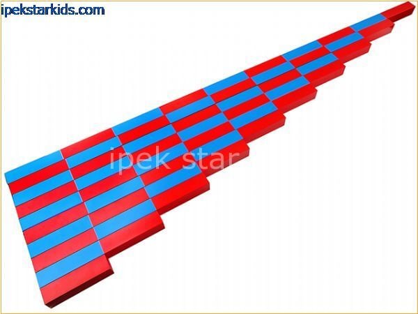 Montessori Kırmızı-Mavi Çubuklar | Matematik ve İnce Motor Eğitici Oyuncak