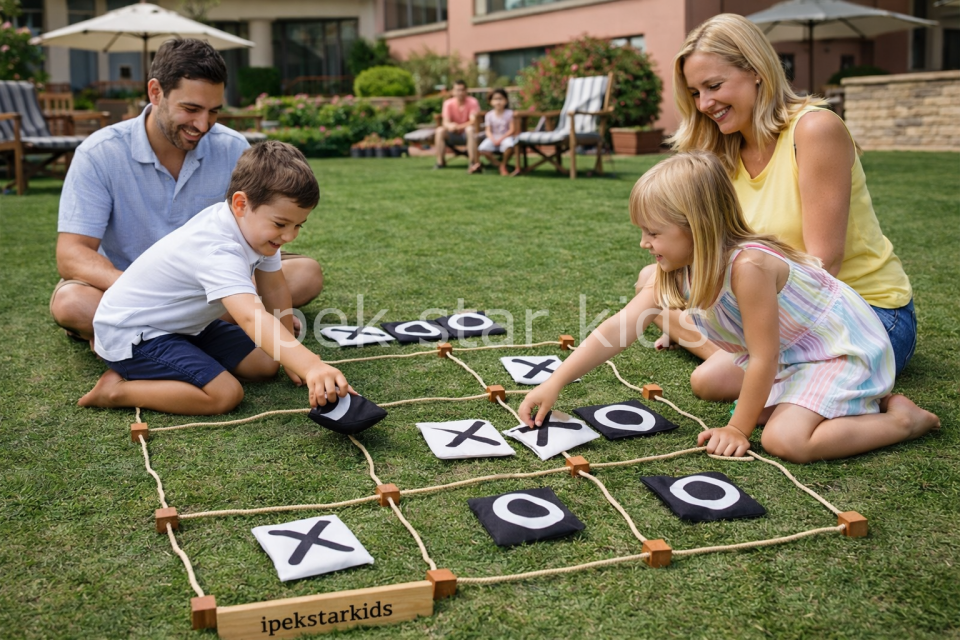 Yer XO Oyunu Tic Tac Toe Otel Bahçesi Aile Oyunu İpek Star Kids