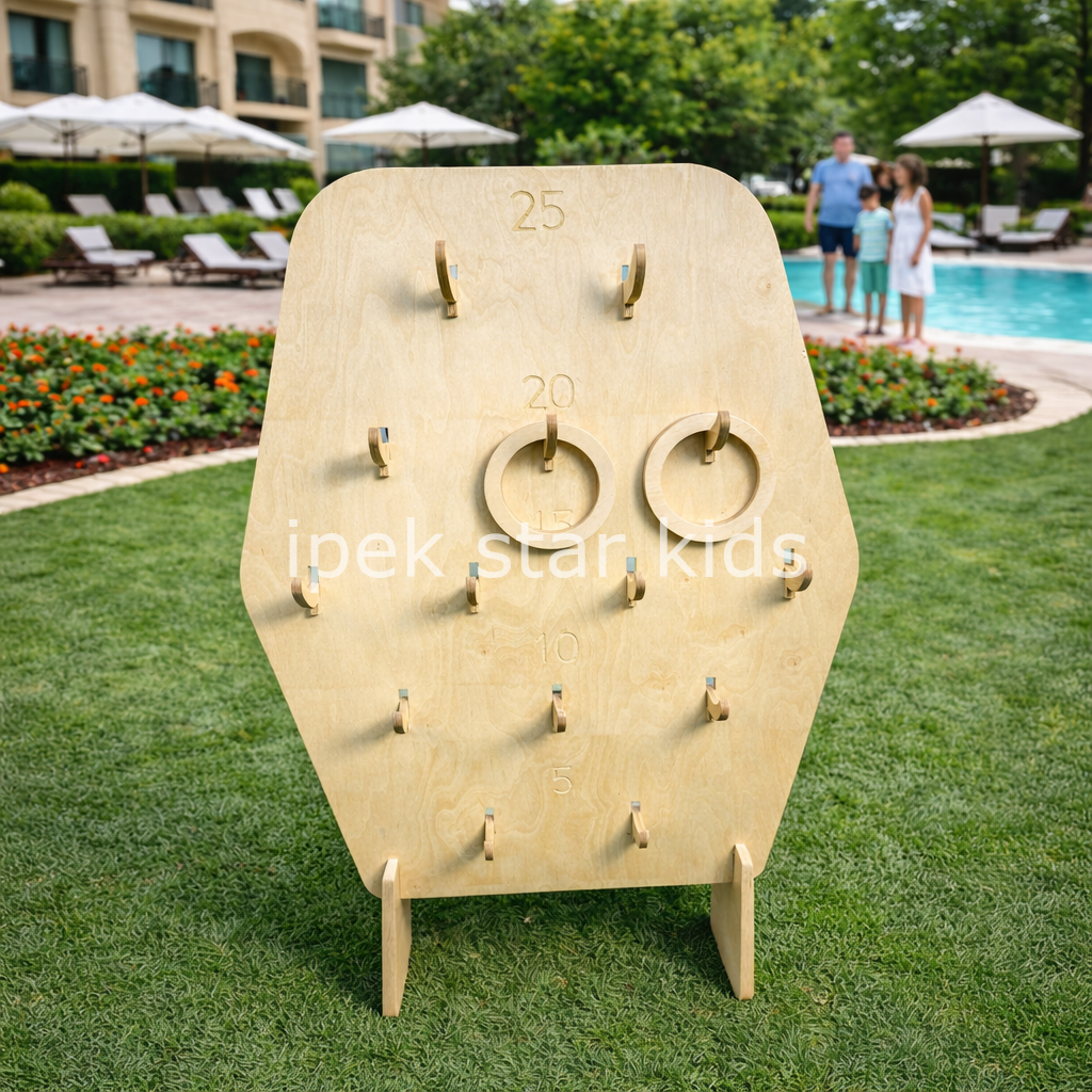 Premium ahşap halka atma oyunu 14 halkalı ring toss dış mekan aktivite oyunu