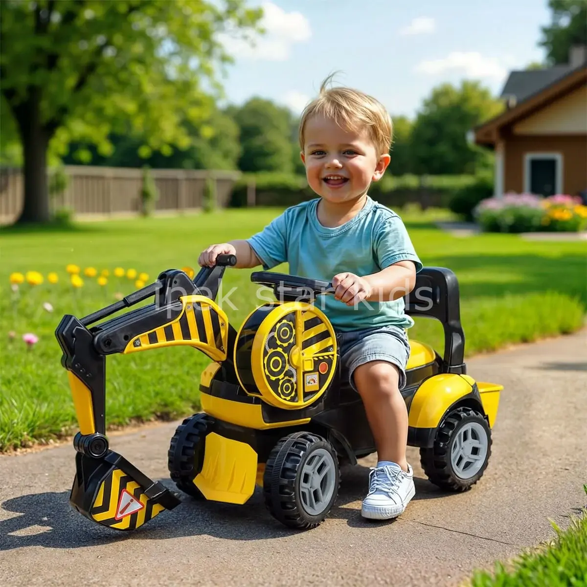 Çocuk kepçe binbin iş makinesi temalı binilebilir oyuncak 110x40x55 cm