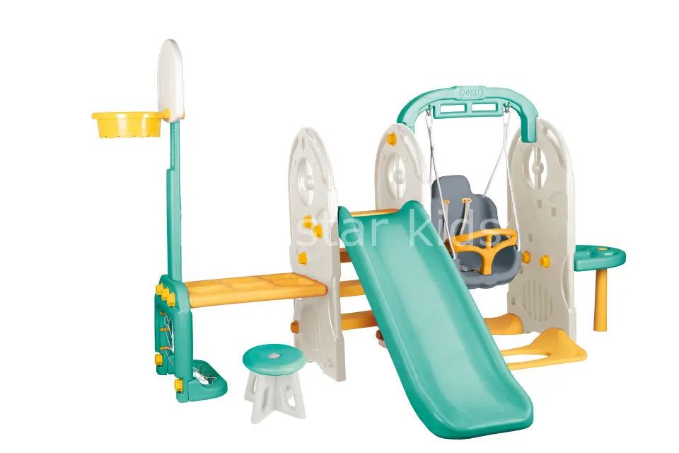 7’li aktivite çocuk park seti kaydırak salıncak barfiks basket potası futbol kalesi