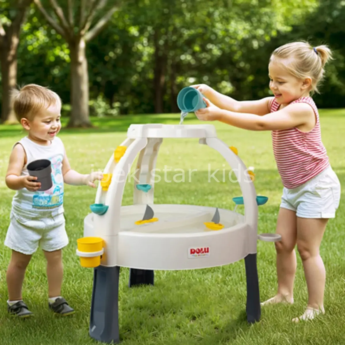 Su ve kum oyun masası büyük boy 82x98x98 cm 24 ay+ çocuklar için su ve kum oyun bölmeli aktivite masası
