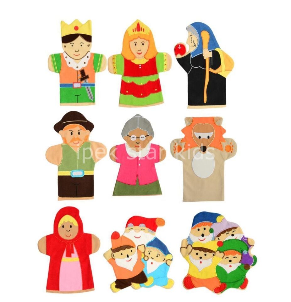 Masal Kahramanları El Kukla Seti 9’lu | Rol Oyunu ve Dil Geliştirici Oyuncak