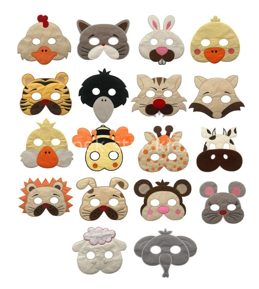 Hayvanlar Maske Seti 18’li | Drama ve Rol Oyunu Aksesuarı