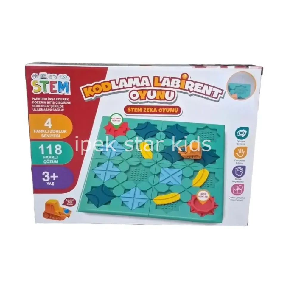 STEM Kodlama Labirent Oyunu | 3+ Yaş Zeka ve Problem Çözme Oyuncağı (118 Çözüm)