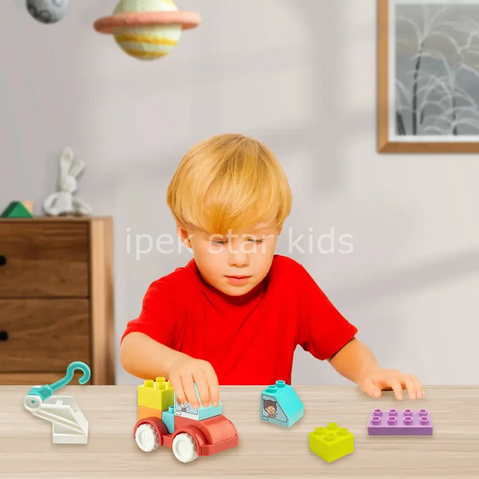 20 Parça Plastik Yapı Blokları Araçlar | Eğitici Araç Yapım Seti (Duplo Zemin Uyumlu)